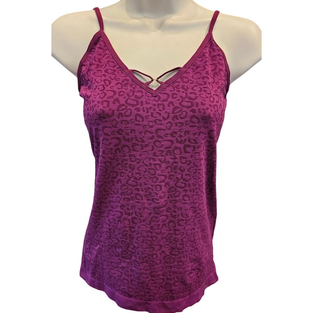 Juicy y2k EUC juniors leapord embellished purple stretch spaghetti strap layer +